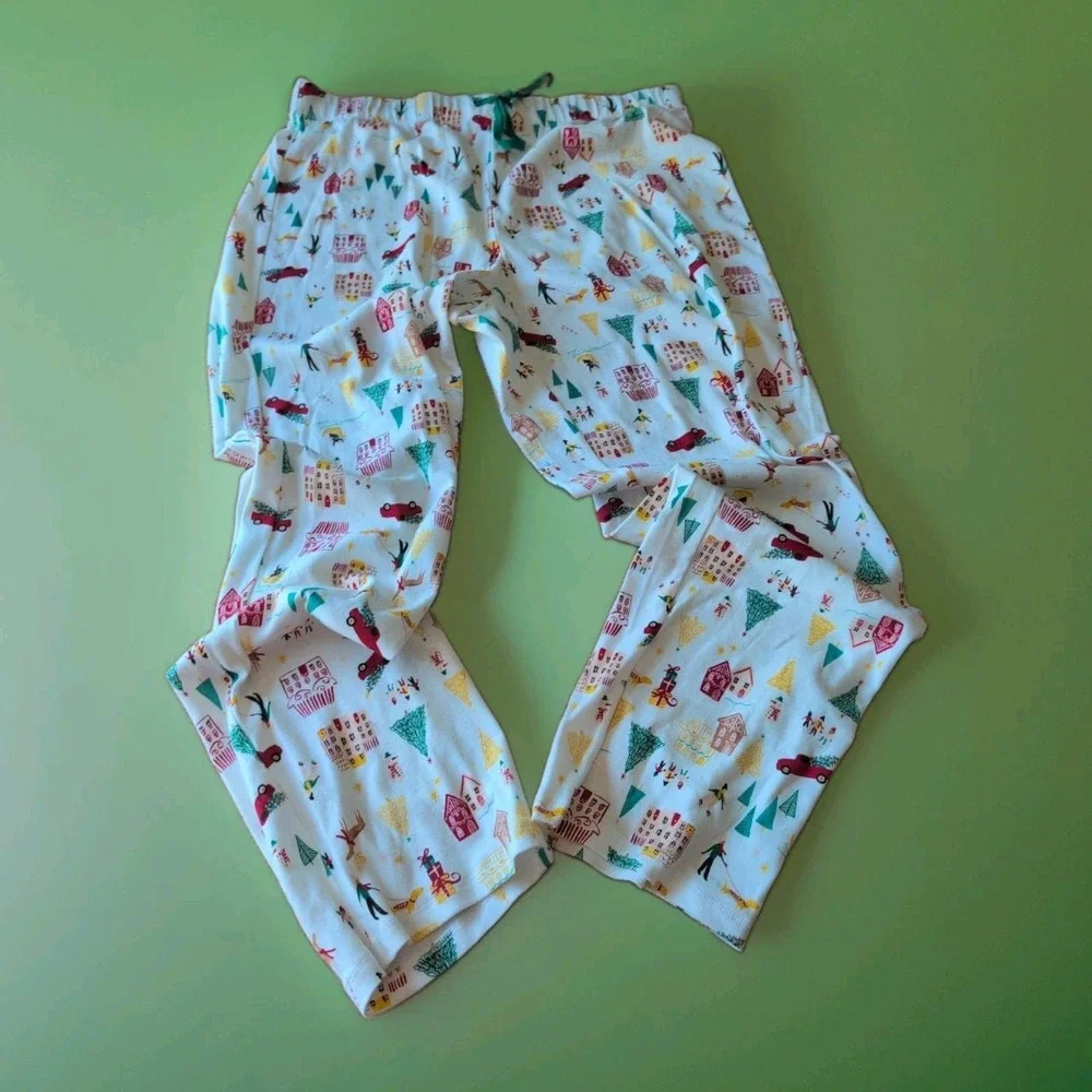 LC Lauren Conrad Pajama Set Mens Sz Lrg Christmas Jammies Ivory Village 2pc NWT